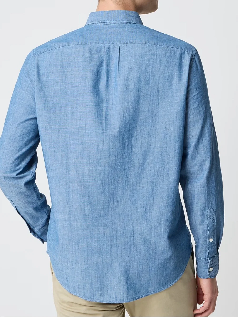 J. Crew Men's Light Blue Chambray Cotton Button-Down Shirt
